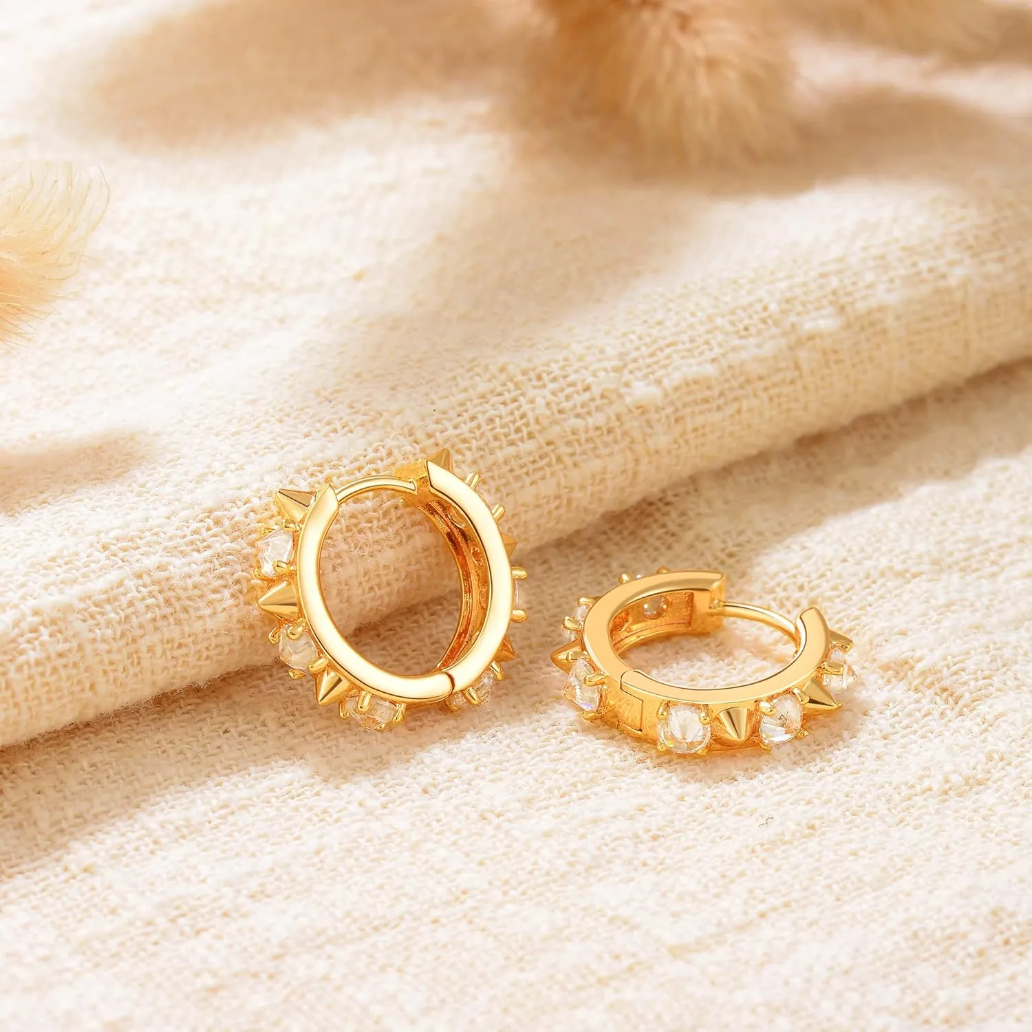 MEVECCO Gold Hoop Earrings 18K Gold Plated Dainty Cute CZ Earring Earrings for Everyday Wear Jewelry