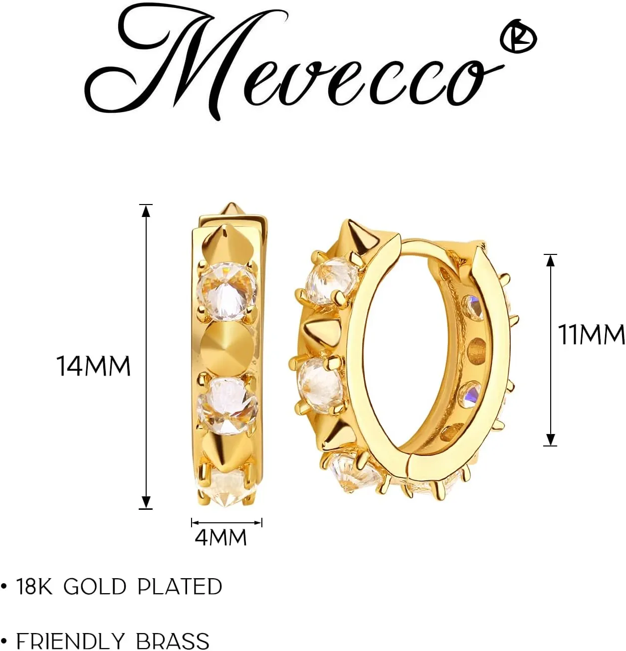 MEVECCO Gold Hoop Earrings 18K Gold Plated Dainty Cute CZ Earring Earrings for Everyday Wear Jewelry