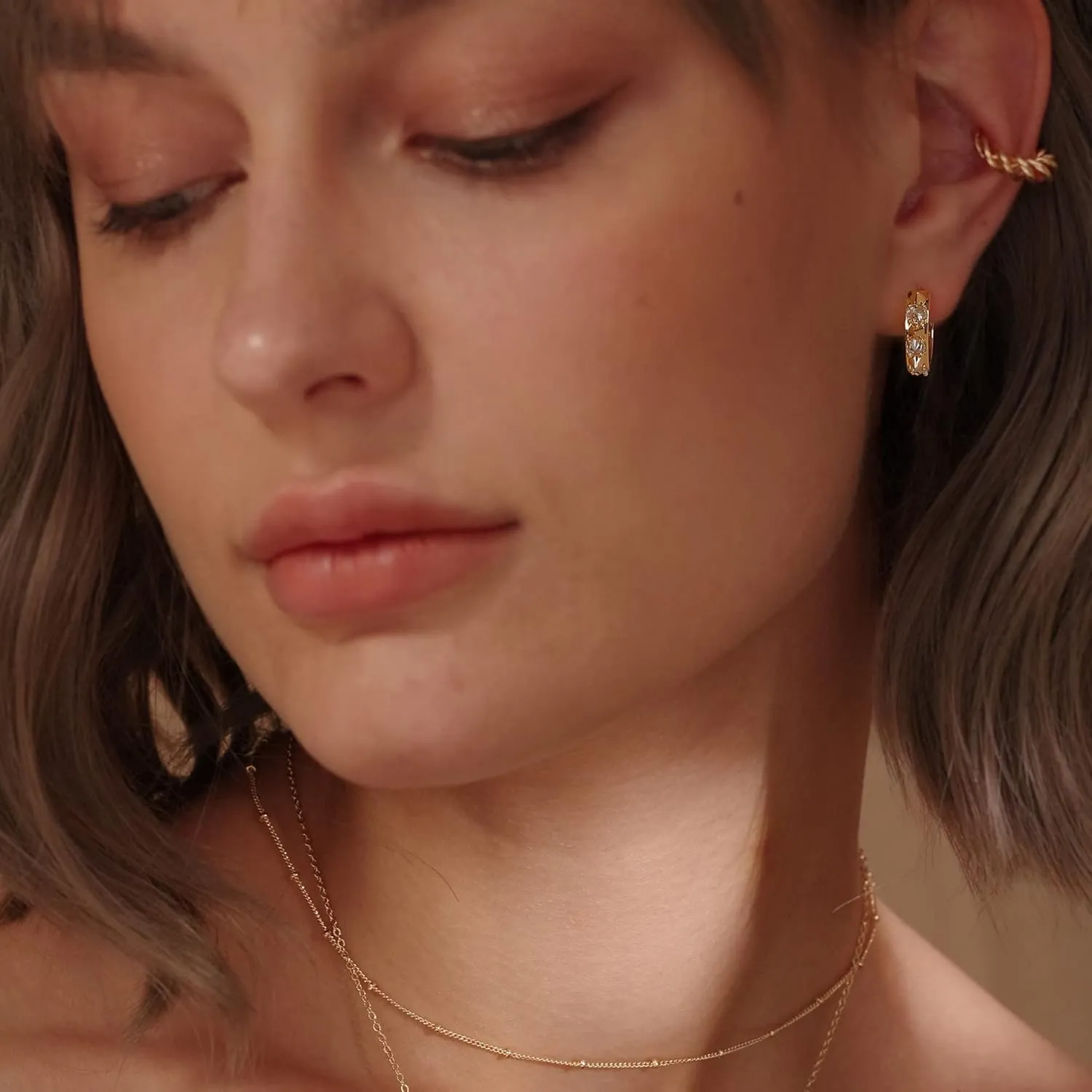 MEVECCO Gold Hoop Earrings 18K Gold Plated Dainty Cute CZ Earring Earrings for Everyday Wear Jewelry