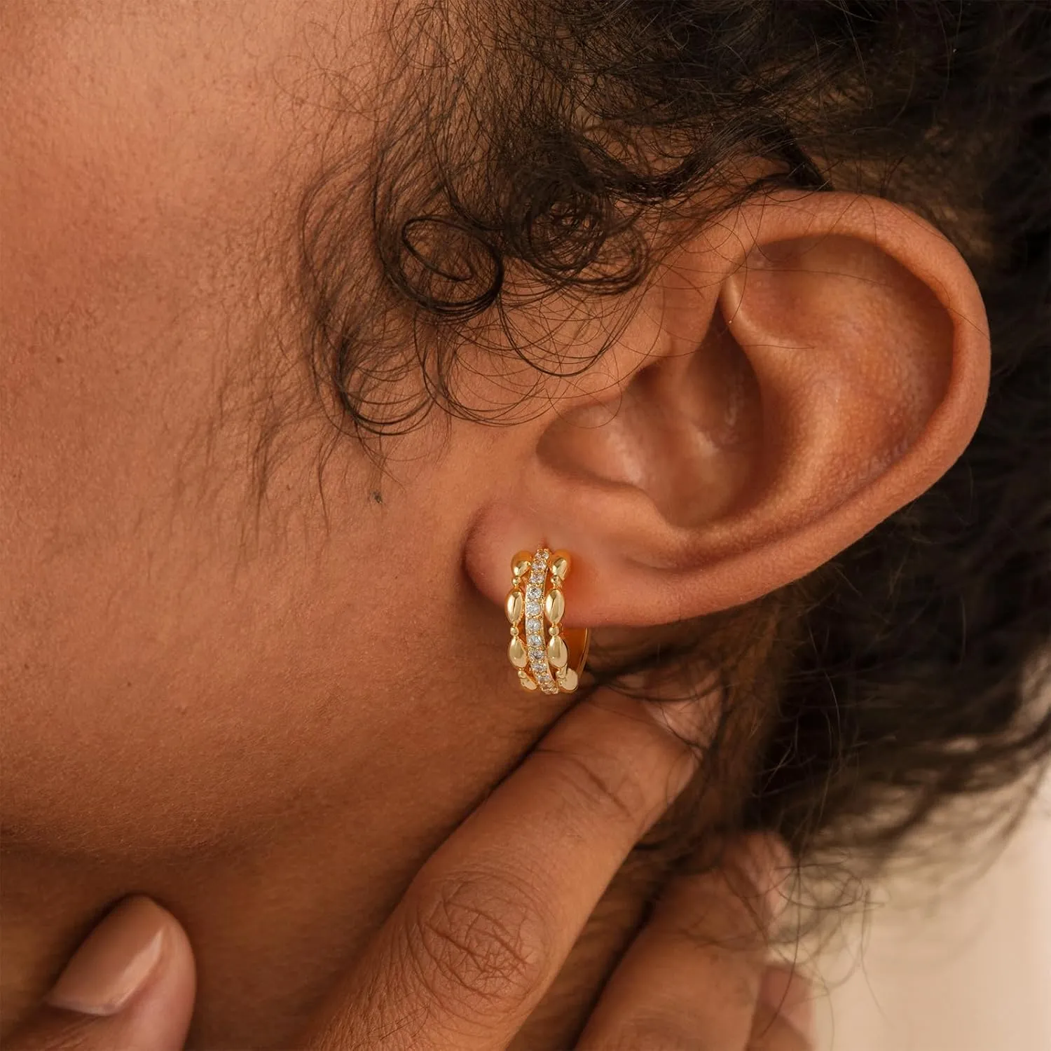 MEVECCO Gold Hoop Earrings 18K Gold Plated Dainty Cute CZ Earring Earrings for Everyday Wear Jewelry