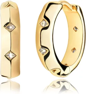 MEVECCO Gold Huggie Earrings 18K Gold Plated Hoop Delicate Cubic Zirconia Cuba Heart Earrings Minimalist Ear Jewelry for Women