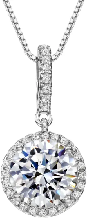 Michooyel 925 Sterling Silver Cubic Zirconia Halo Pendant Necklace Brilliant Cut Necklace Fine Jewelry for Women