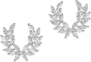 Michooyel Cubic Zirconia Stud Earrings Laurel Wreath Marquise Cluster CZ Hypoallergenic Earrings for Women