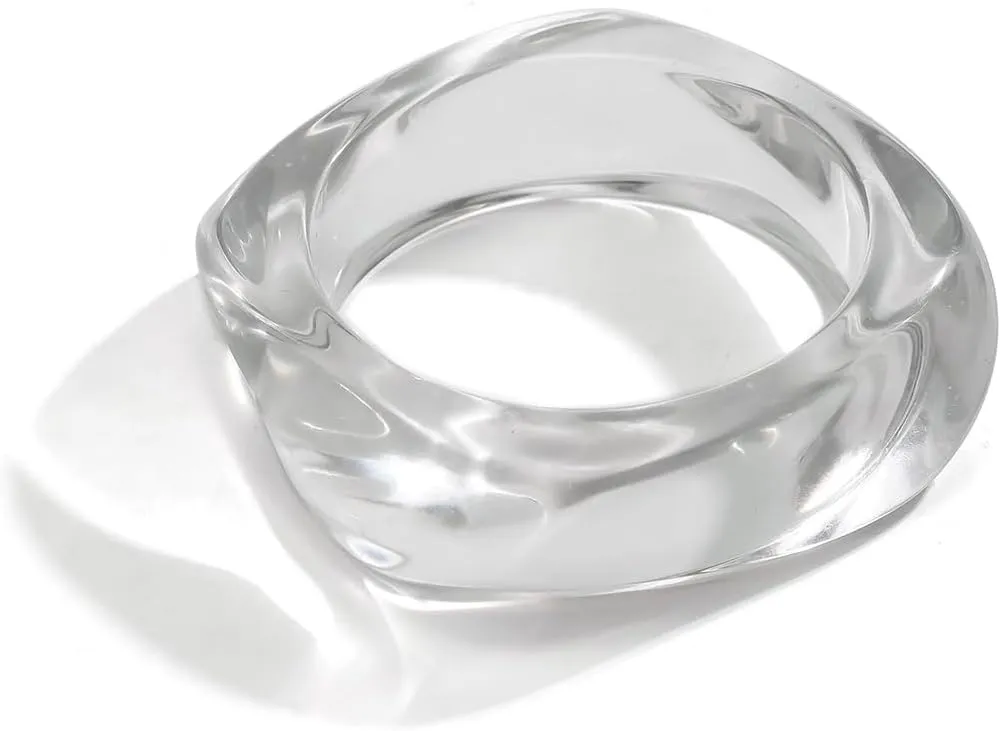 MIFYNN Chunky Transparent Acrylic Bracelet - Irregular Large Square Geometric Polygon Candy Bangle for Women