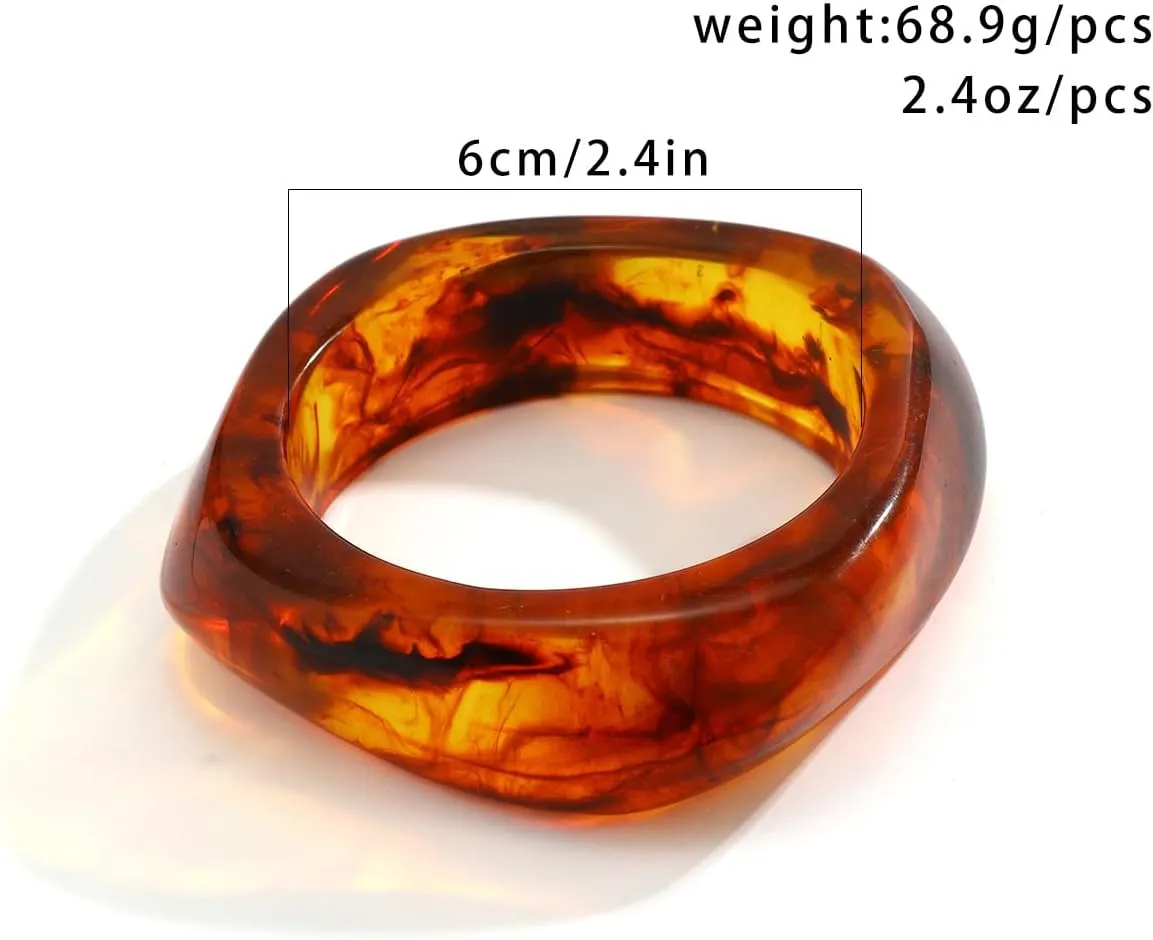 MIFYNN Chunky Transparent Acrylic Bracelet - Irregular Large Square Geometric Polygon Candy Bangle for Women