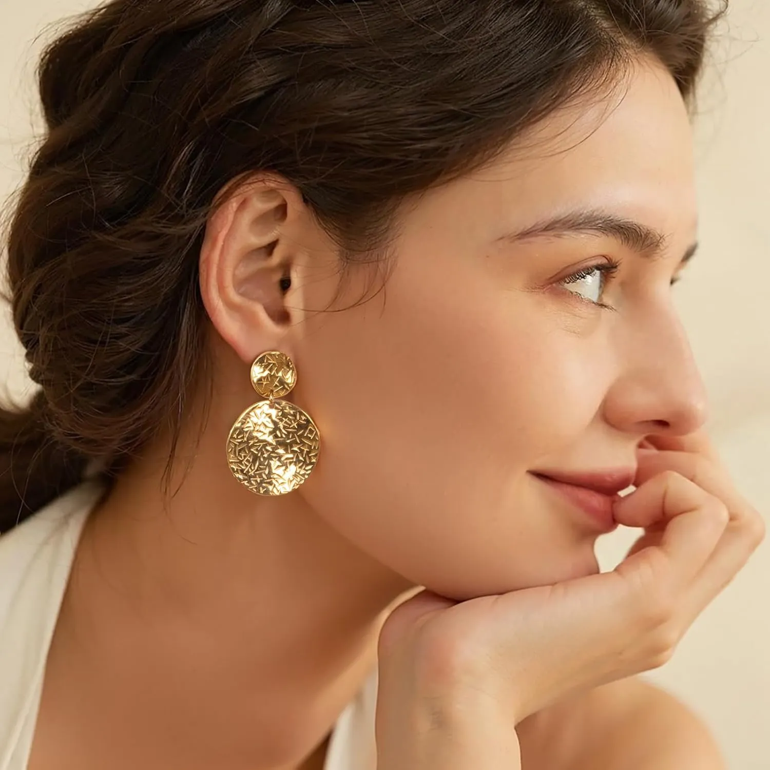 Milan Chiva 14K Gold Plated Dangle Earrings for Women Lightweight Dainty Jewelry