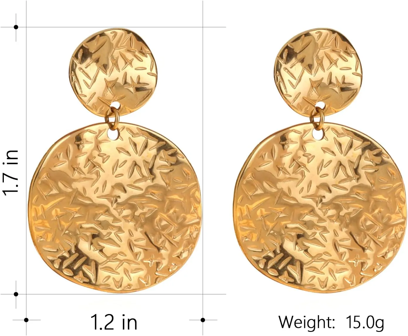 Milan Chiva 14K Gold Plated Dangle Earrings for Women Lightweight Dainty Jewelry