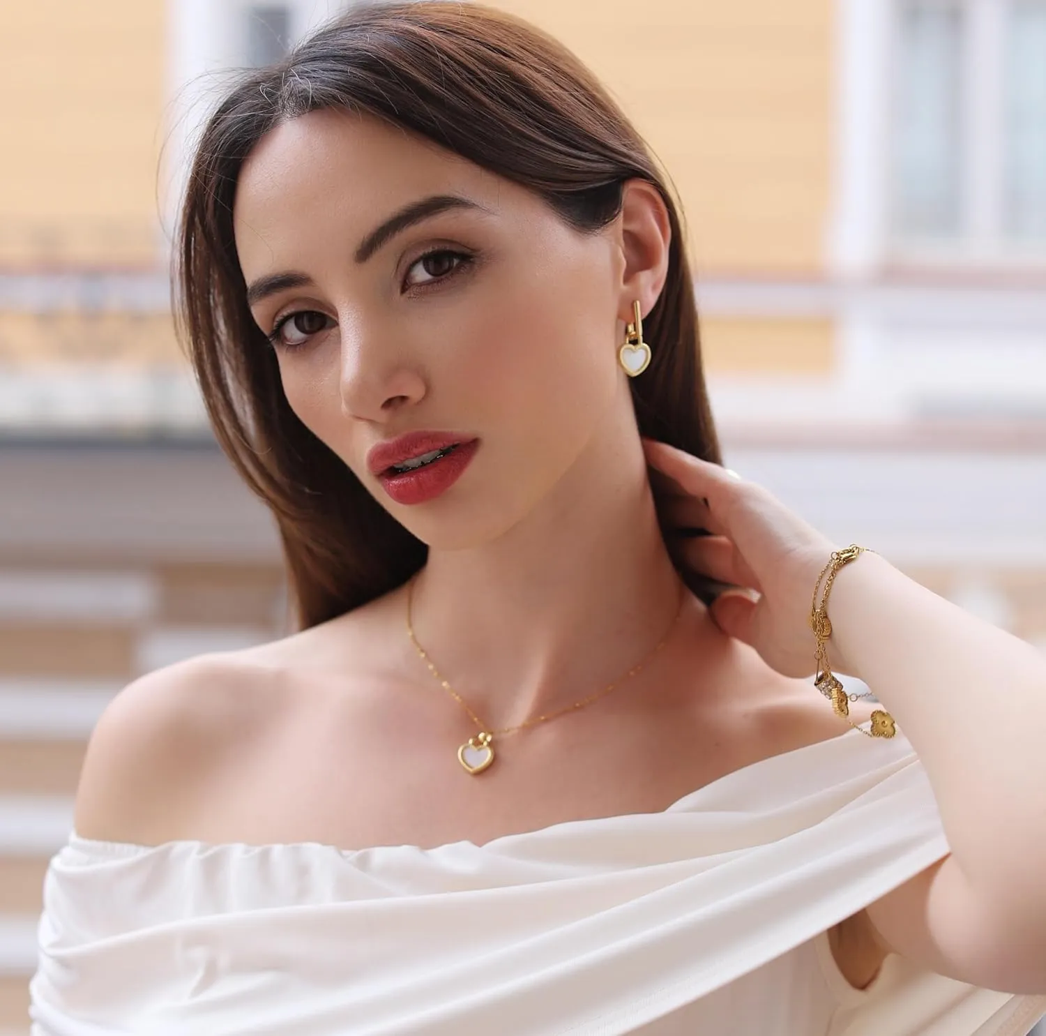 Milan Chiva 14K Gold Plated Small Huggie Dangle Earrings for Women Lightweight Trendy Heart Dainty Jewelry for Women
