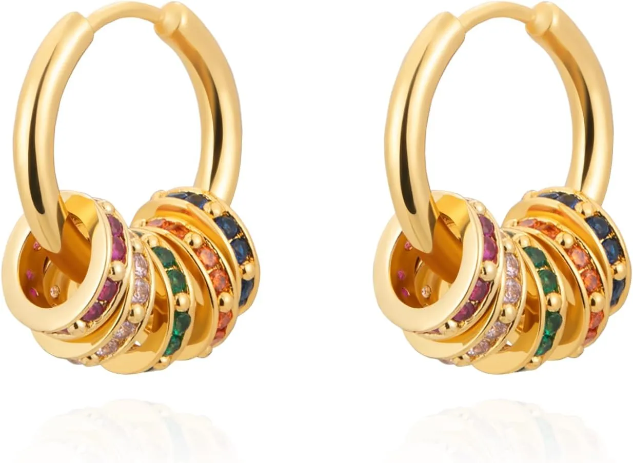 Milan Chiva 14K Gold Plated Small Huggie Dangle Earrings for Women Lightweight Trendy Heart Dainty Jewelry for Women