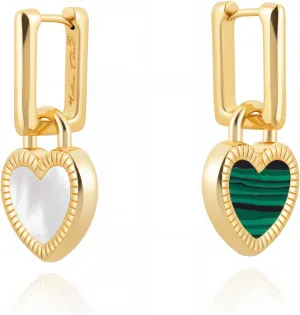 Milan Chiva 14K Gold Plated Small Huggie Dangle Earrings for Women Lightweight Trendy Heart Dainty Jewelry for Women