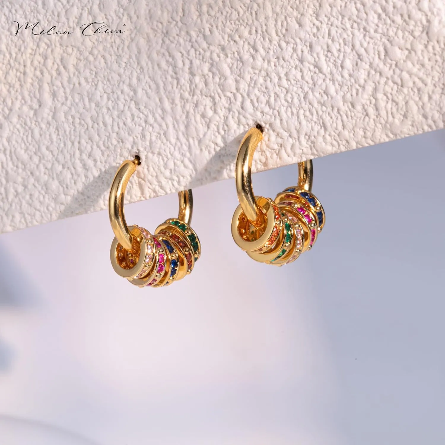 Milan Chiva 14K Gold Plated Small Huggie Dangle Earrings for Women Lightweight Trendy Heart Dainty Jewelry for Women