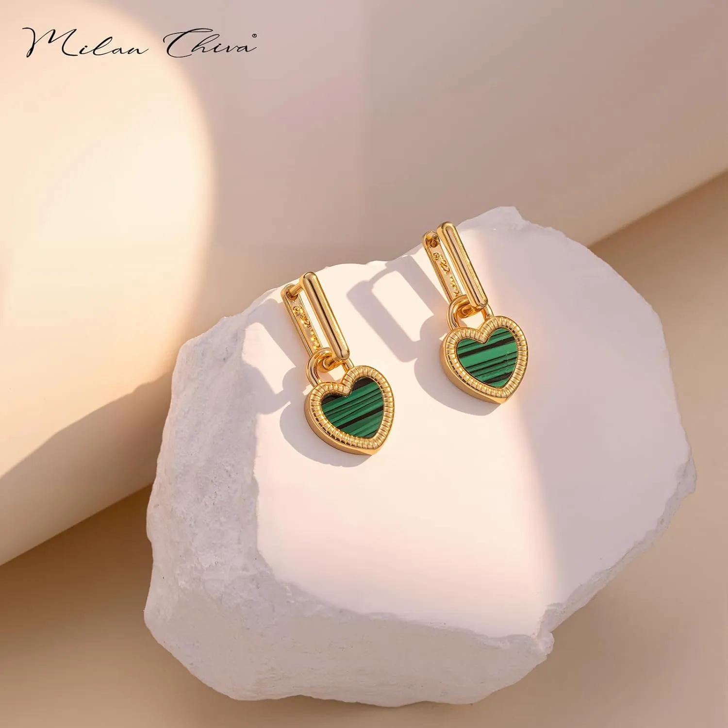 Milan Chiva 14K Gold Plated Small Huggie Dangle Earrings for Women Lightweight Trendy Heart Dainty Jewelry for Women