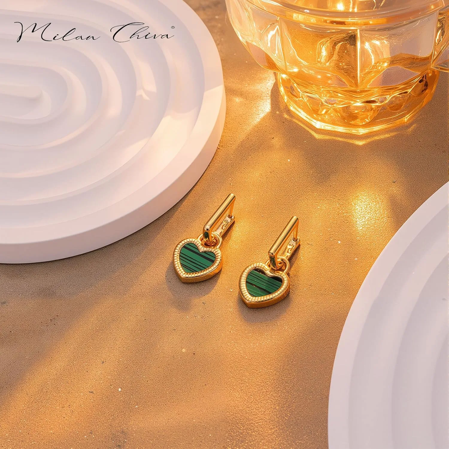 Milan Chiva 14K Gold Plated Small Huggie Dangle Earrings for Women Lightweight Trendy Heart Dainty Jewelry for Women