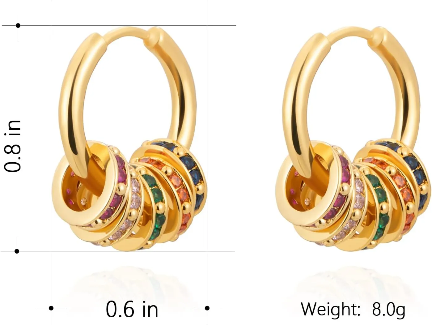 Milan Chiva 14K Gold Plated Small Huggie Dangle Earrings for Women Lightweight Trendy Heart Dainty Jewelry for Women