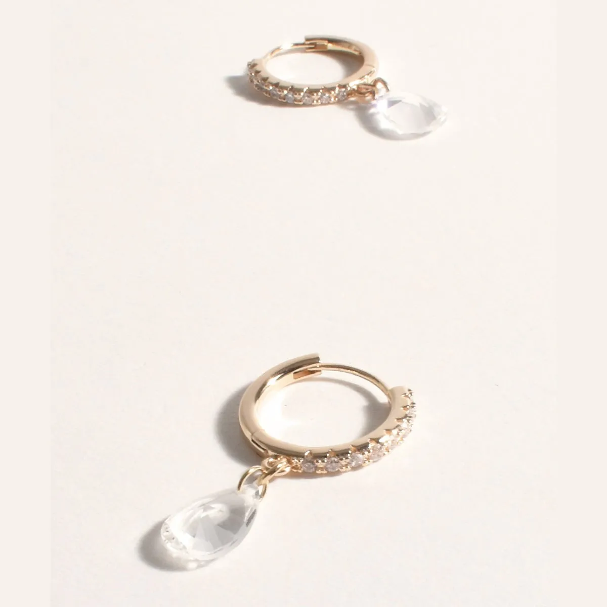 Mini Jewel Diamante Hoop Earrings (Crystal/Gold)