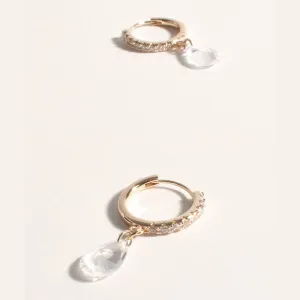 Mini Jewel Diamante Hoop Earrings (Crystal/Gold)