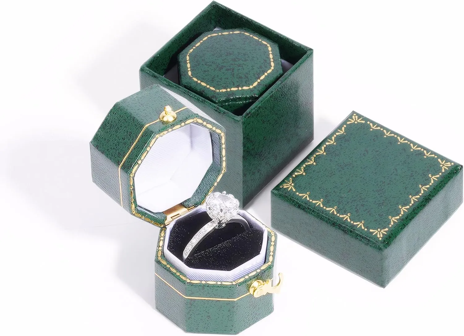 Mini ring box for proposals, engagements, weddings - fits easily in your pocket or handbag - Green