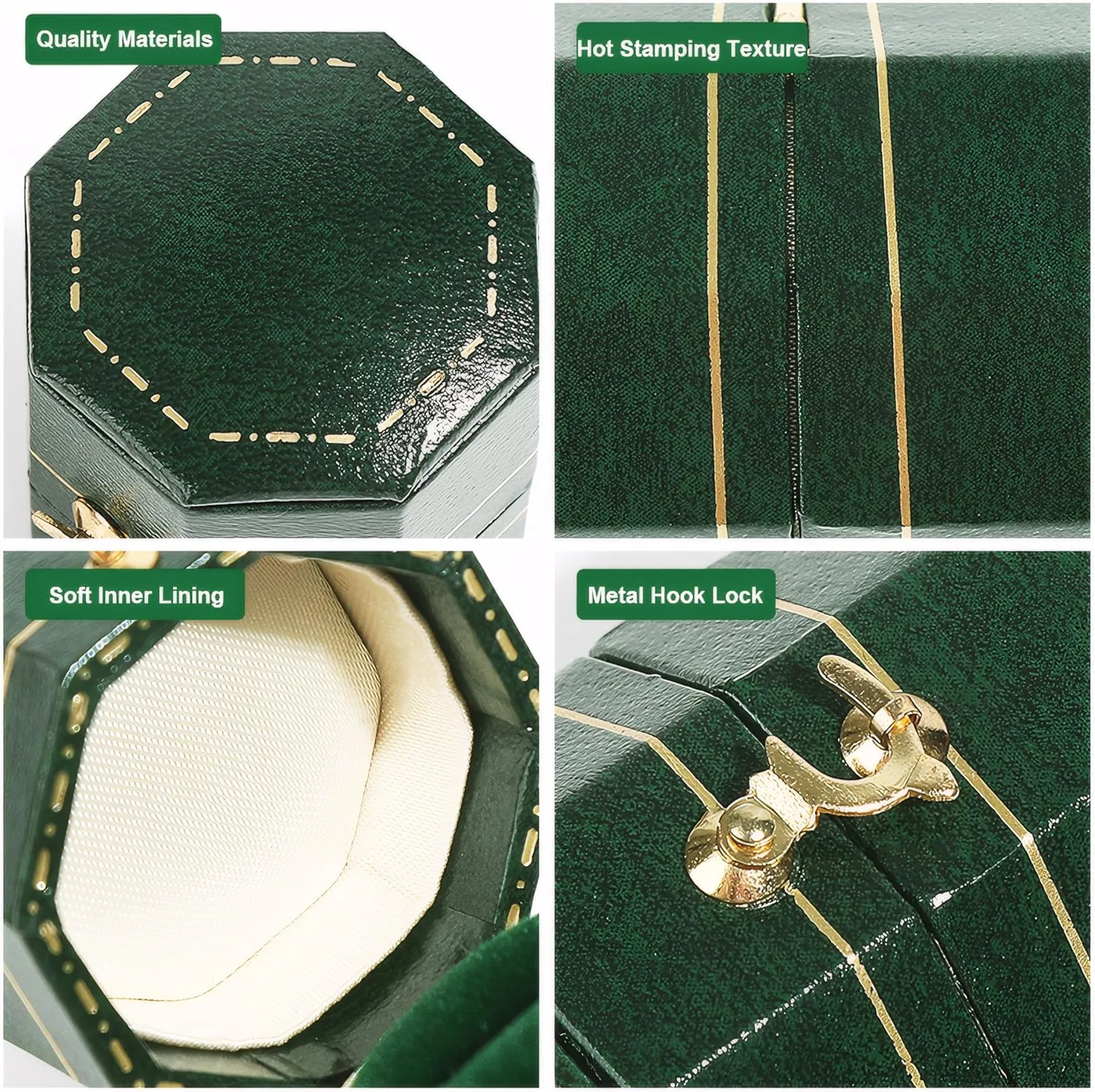 Mini ring box for proposals, engagements, weddings - fits easily in your pocket or handbag - Green