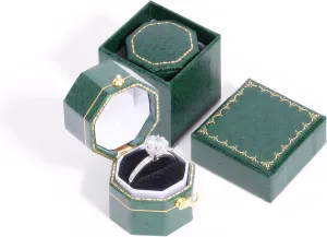 Mini ring box for proposals, engagements, weddings - fits easily in your pocket or handbag - Green