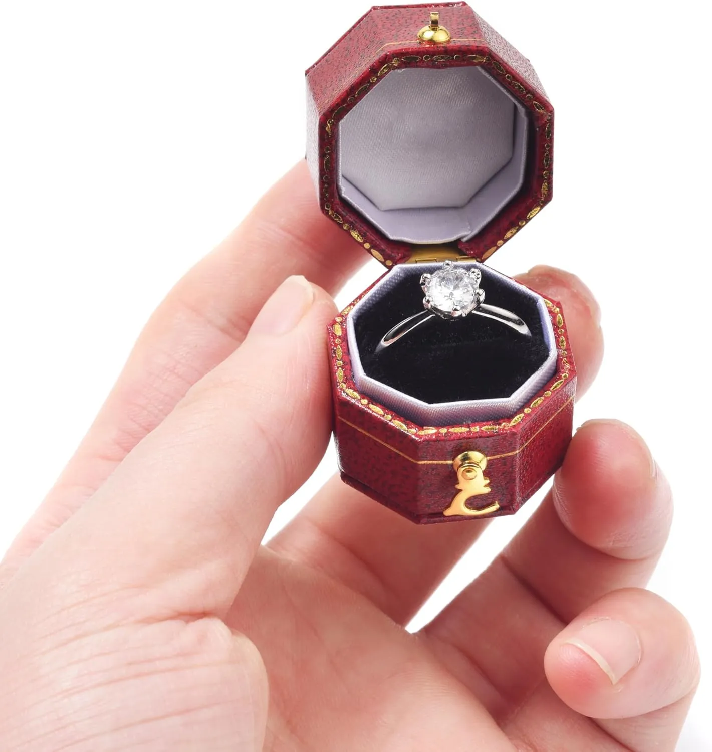 Mini ring box for proposals, engagements, weddings - fits easily in your pocket or handbag - Red