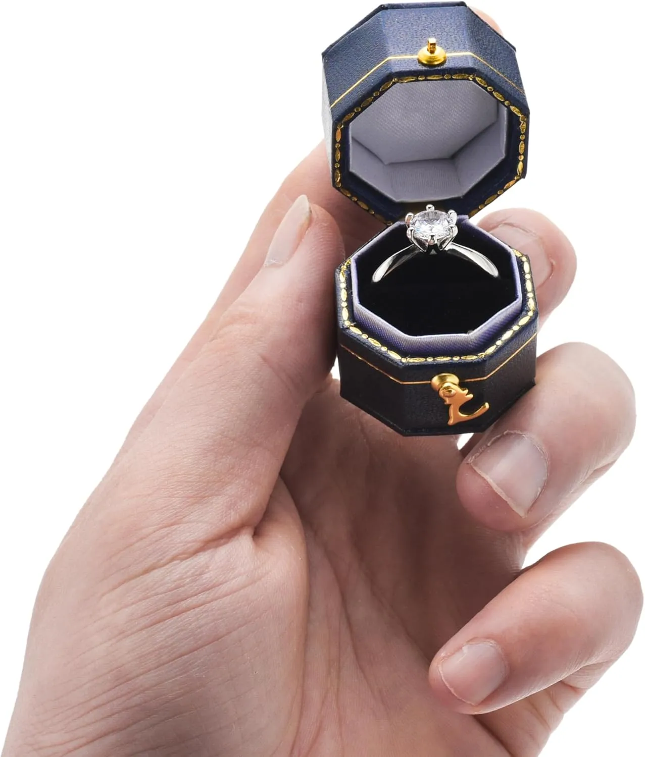 Mini ring box for proposals, engagements, weddings - fits easily in your pocket or handbag - Sapphire Blue