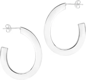 Minimalist Style Half Oval Hoop .925 Sterling Silver Stud Earrings