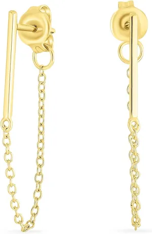 Minimalist Tiny 4MM Star CZ Opal Gemstone Geometric Dangling Thin Chain Mini Hoop Stud Earrings Ear Lobe For Women Teens 14K Gold Plated .925 Sterling Silver