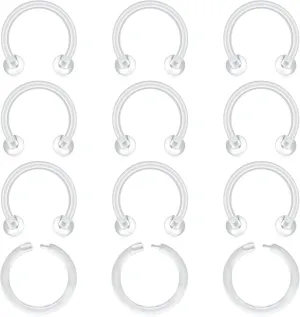 MODRSA Clear Nose Rings & Studs - Plastic Nose Piercing Retainers - 16g, 18g, 20g - Clear Cartilage Earrings & Lip Piercing Retainer