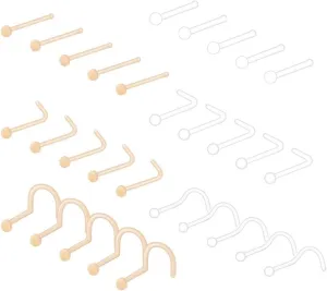 MODRSA Clear Nose Rings & Studs - Plastic Nose Piercing Retainers - 16g, 18g, 20g - Clear Cartilage Earrings & Lip Piercing Retainer