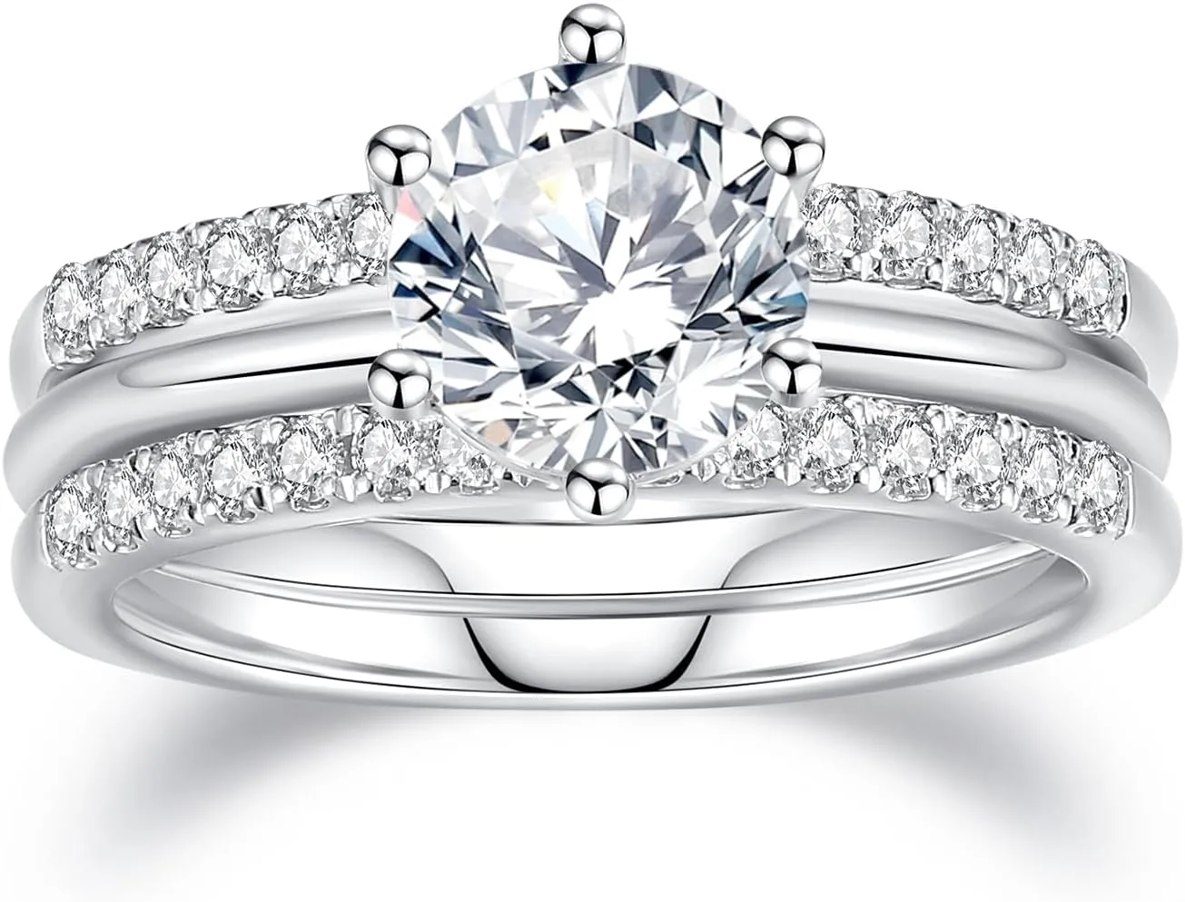 Moissanite Bridal Ring Sets for Women Moissanite Wedding Ring Set D Color VVS1 Round Cut Engagement Rings S925 Sterling Silver Promise Rings for Women Wife