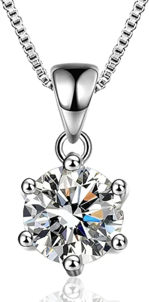 Moissanite Diamond Necklace for Women | GRA Certified 925 Sterling Silver | 2 Carat Solitaire Necklace | to My Wife Gift for Anniversary, Birthday, Wedding