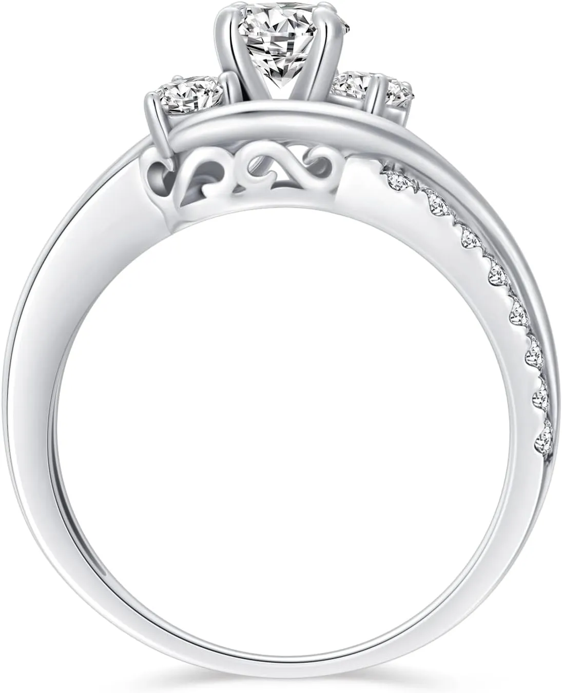 Moissanite Engagement Nings for Women 2 Style Platinum Plated Silver ring Twisting Moissanite Rings