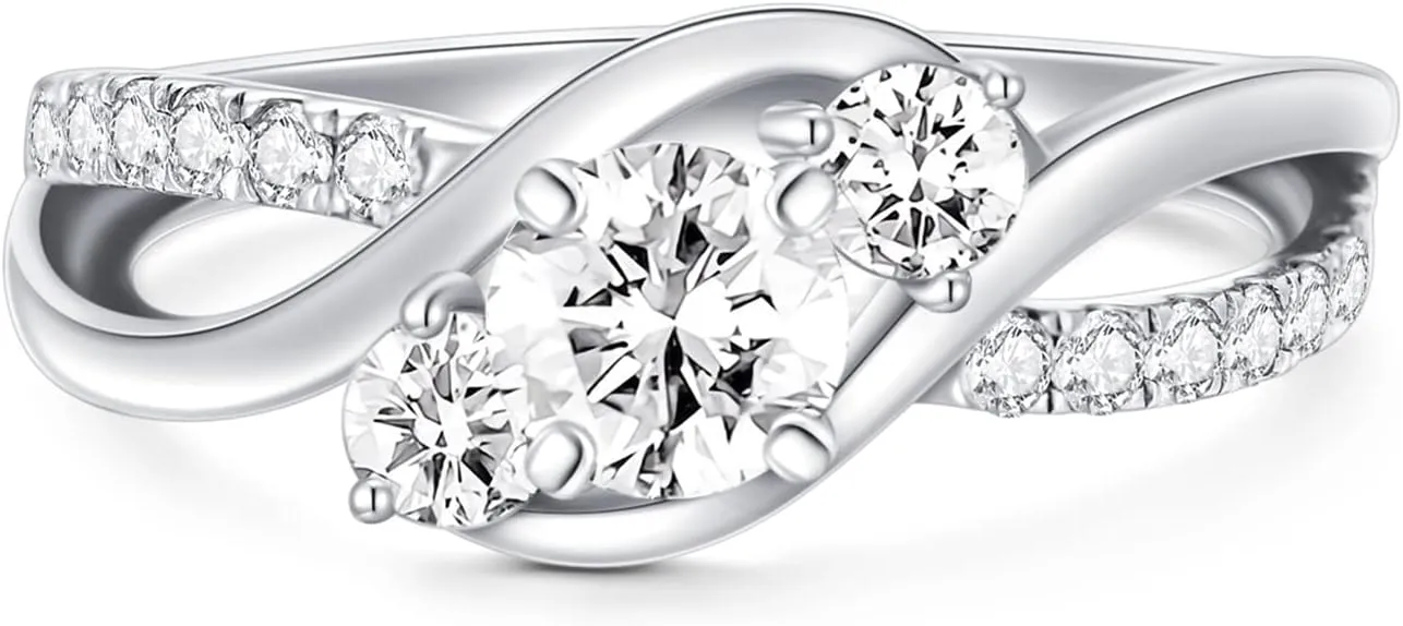 Moissanite Engagement Nings for Women 2 Style Platinum Plated Silver ring Twisting Moissanite Rings