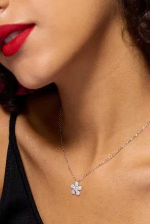 Moissanite Flower Pendant Necklace 0.5CT Diamond D Color VVS Clarity in 925 Sterling Silver - Elegant Jewelry for Women with Certificate of Authenticity