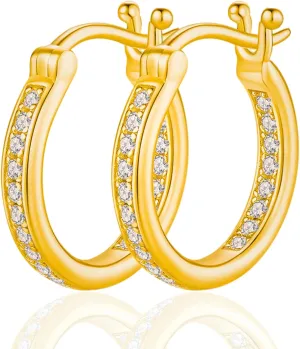 Moissanite Hoop Earrings for Women  925 Sterling Silver, 14k Real Solid White/Gold Plated  20mm Geometric Hoop Design  Hypoallergenic Jewelry Gift  Mothers Day, Wedding, Anniversary