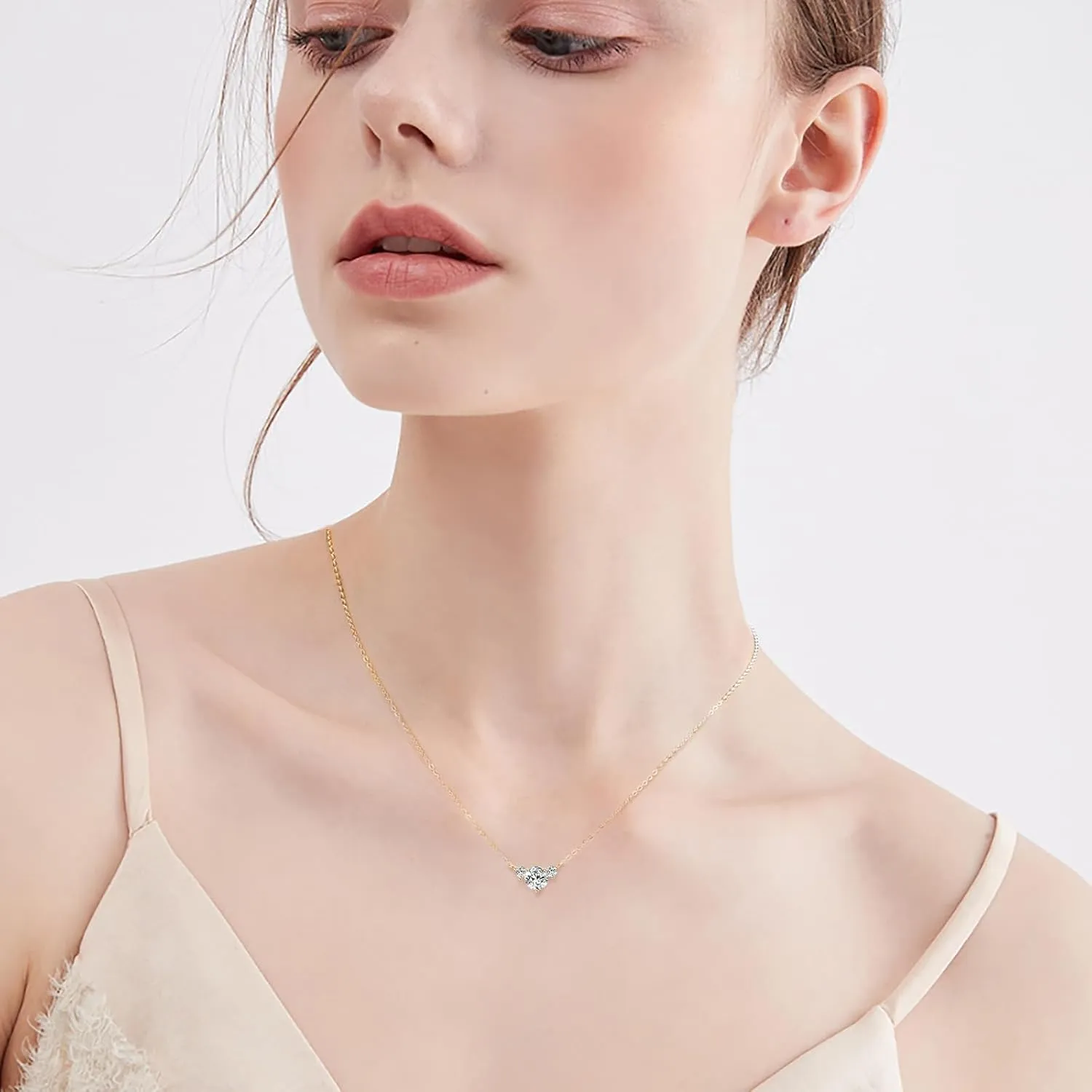 Moissanite Necklace for Women, 1.2 CT Lab Created Round Moissanite Pendant 925 Sterling Silver Necklaces Gift for Mother Mom Wife Girlfriend Moissanite Jewelry with GRA Certificate of Authenticity