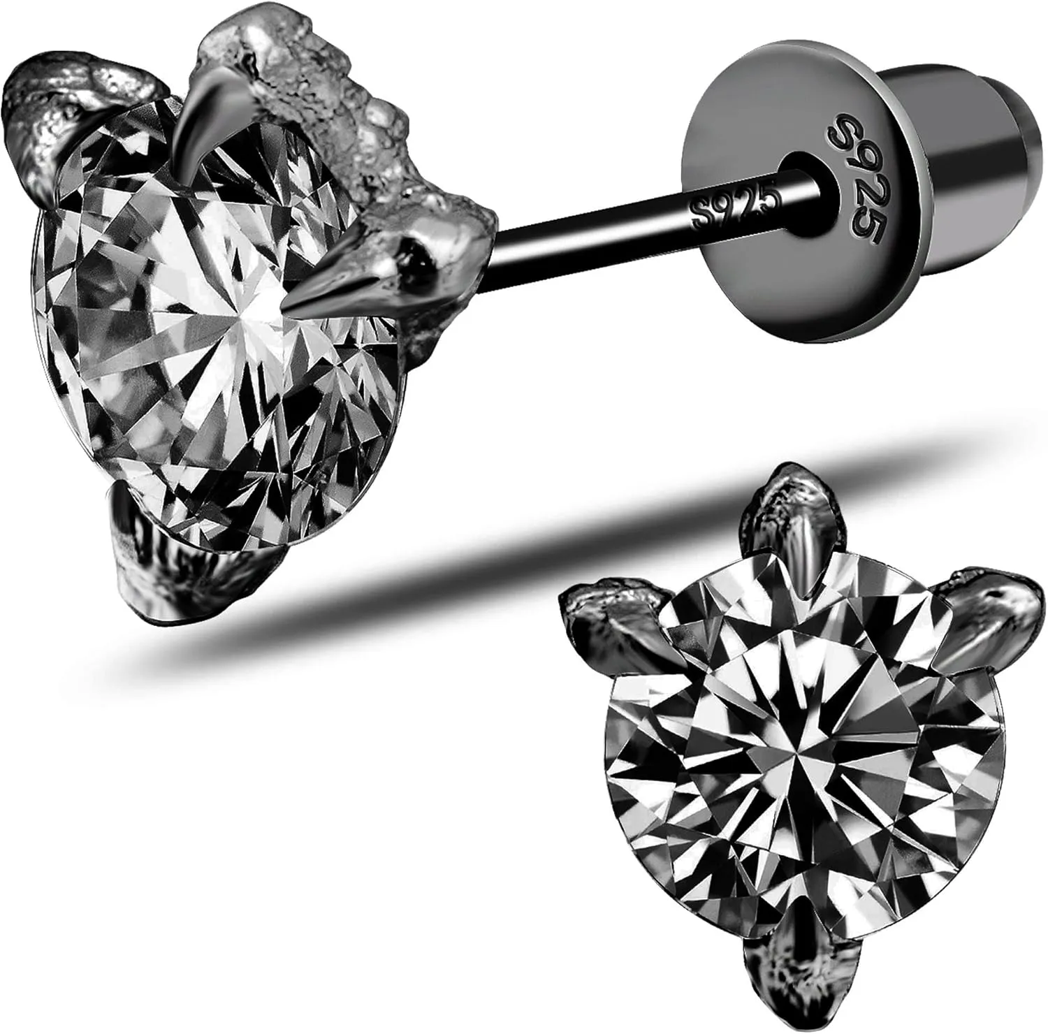 Moissanite Stud Earrings,Dragon Claws Earrings, D Color Round Cut VVS1 Diamond 925 Sterling Silver Plated Earrings,luxury gift for Women Men