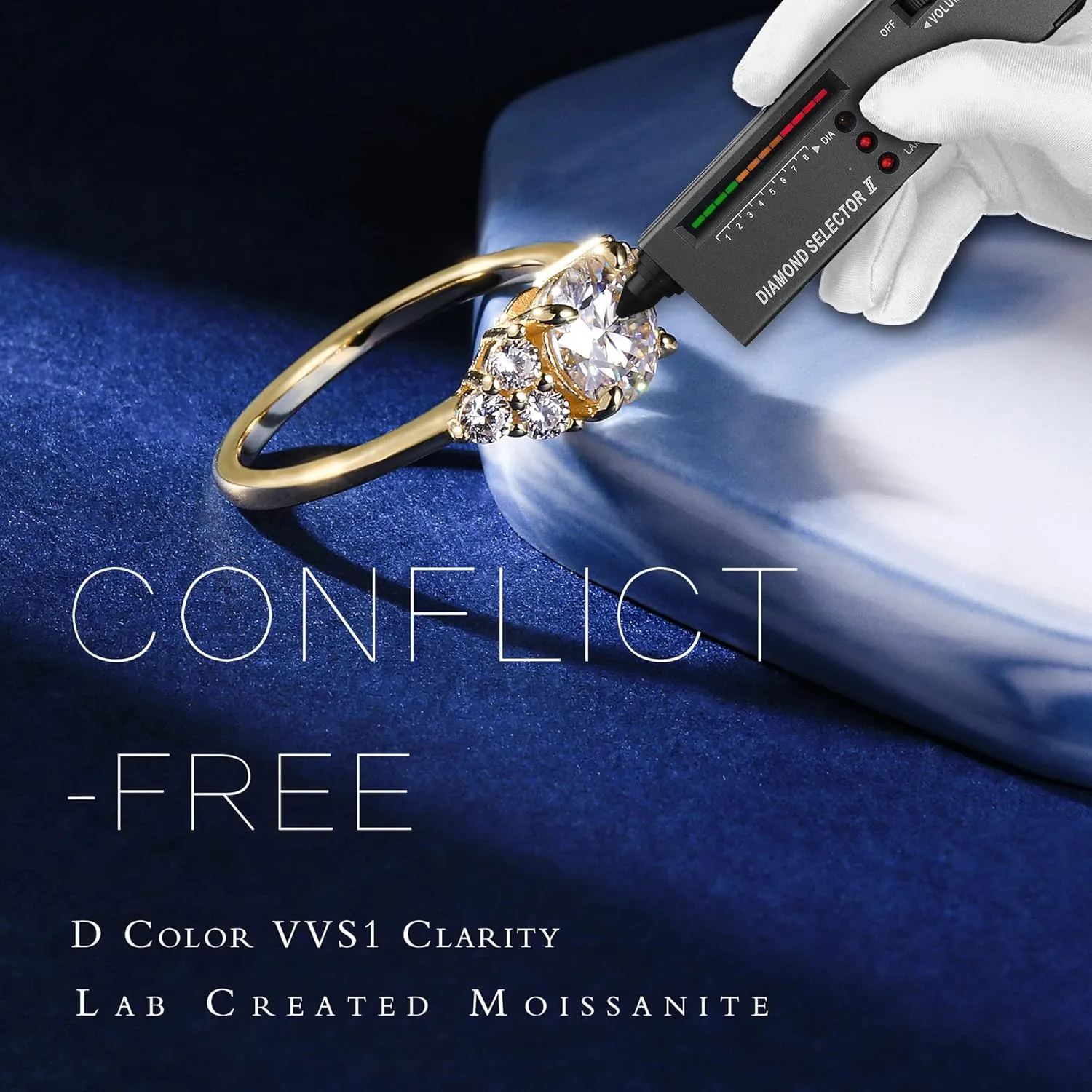 MOOSEA 1.2ct Moissanite Engagement Ring for Women, Brilliant D Color VVS1 Clarity Lab Created Moissanite Wedding Rings 14K White Yellow Rose Gold Vermeil Moissanite Anniversary Ring for Her
