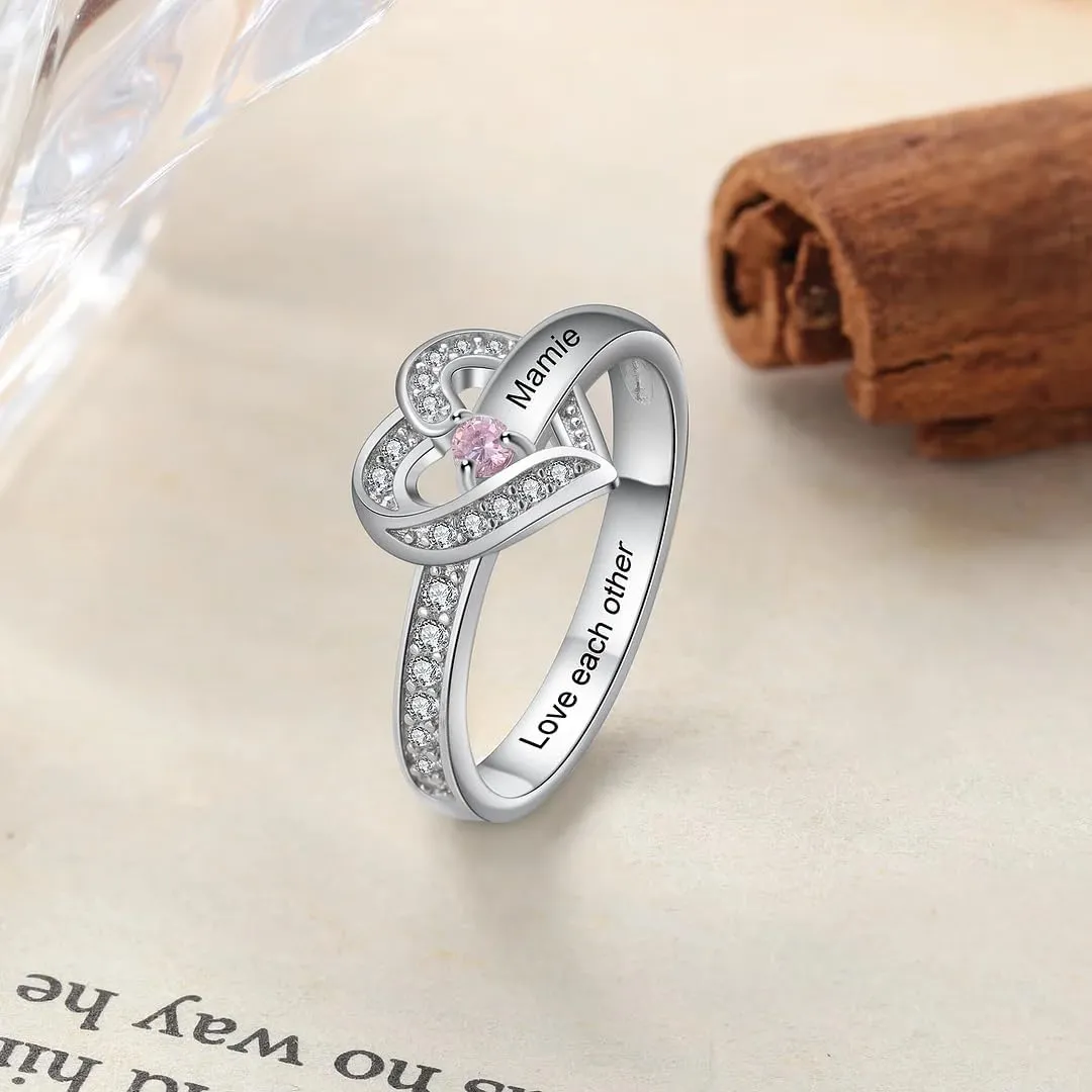 Mother's Rings with 1-6 Names and Simulated Round Birthstones Custom Family Name Ring for Women Personalized Meaningful Jewelry Gift for Mom Wife Grandma