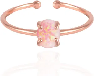 MUSTHAVE 18K Rose Gold Plated Opal Ring, White/Green/Pink Opal, Adjustable Size