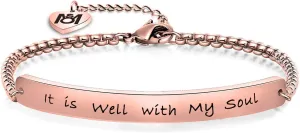 MYOSPARK It Is Well with My Soul Hand Stamped Bracelet Scripture Bracelet Christmas Gift for Her