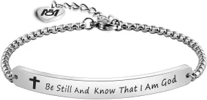 MYOSPARK Scripture Bracelet Bible Verse Jewelry Be Still And Know That I Am God Bracelet Christian Gift