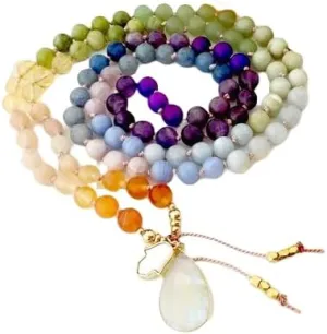 Natural 7 CHAKRA 6mm 108 Mala Beads, Spiritual, Meditation Beads, Reiki, Japa Mala, Buddhist Prayer Beads, Yoga Bracelet, healing beads LKMALA-RRGU-2081