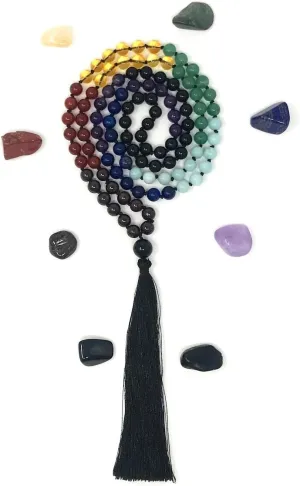 Natural 7 chakras 8mm 108 Mala Beads, Spiritual, Meditation Beads, Reiki, Japa Mala, Buddhist Prayer Beads, Yoga Bracelet, healing beads LKMALA-RRGU-1956