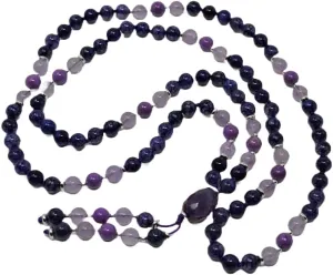 Natural Agate, Amethyst, Phosphosiderite 8mm-6x3mm 108 Mala Beads, Spiritual, Meditation Beads, Reiki, Japa Mala, Buddhist Prayer Beads, Yoga Bracelet, healing beads LKMALA-RRGU-366