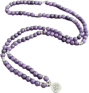 Natural Amethyst 8mm 108 Mala Beads, Spiritual, Meditation Beads, Reiki, Japa Mala, Buddhist Prayer Beads, Yoga Bracelet, healing beads LKMALA-RRGU-43