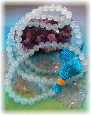 Natural AQUAMARINE 6mm 108 Mala Beads, Spiritual, Meditation Beads, Reiki, Japa Mala, Buddhist Prayer Beads, Yoga Bracelet, healing beads LKMALA-RRGU-3074