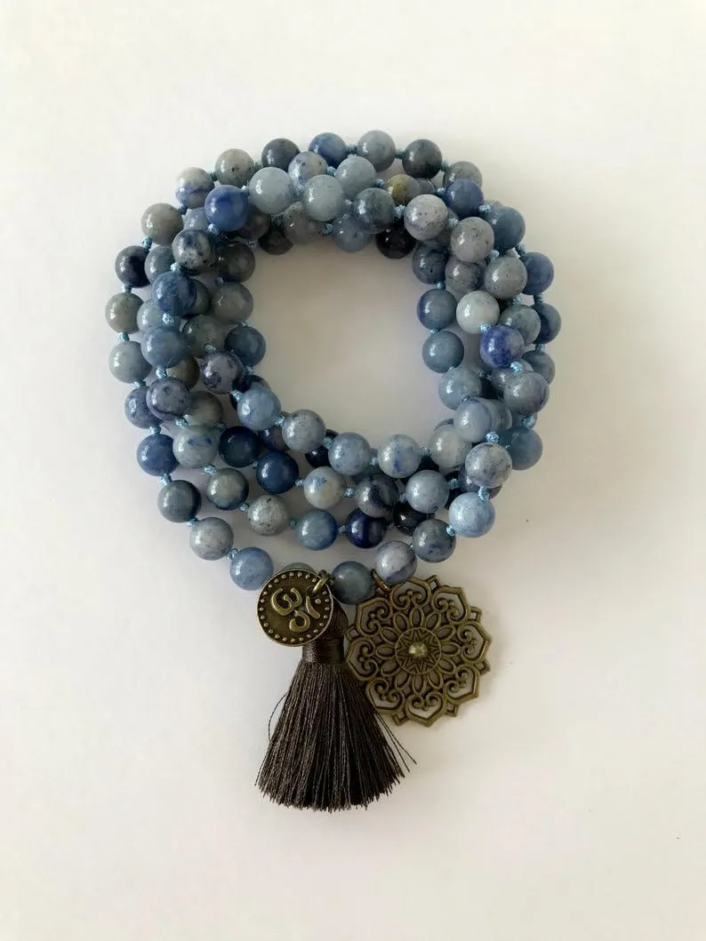 Natural AVENTURINE 8mm 108 Mala Beads, Spiritual, Meditation Beads, Reiki, Japa Mala, Buddhist Prayer Beads, Yoga Bracelet, healing beads LKMALA-RRGU-2480