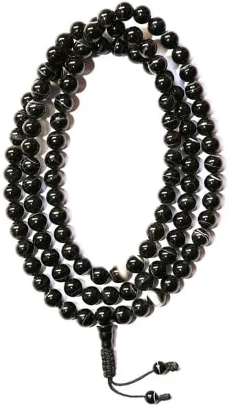 Natural Black Agate 6mm 108 Mala Beads, Spiritual, Meditation Beads, Reiki, Japa Mala, Buddhist Prayer Beads, Yoga Bracelet, healing beads LKMALA-RRGU-948