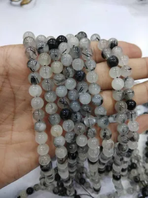 Natural Black Rutile 4mm 108 Mala Beads, Spiritual, Meditation Beads, Reiki, Japa Mala, Buddhist Prayer Beads, Yoga Bracelet, healing beads LKMALA-RRGU-1460